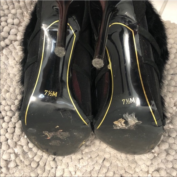 🚚 MOVING SALE Charles Jourdan PARIS real fur ankle heel booties - Picture 10 of 12